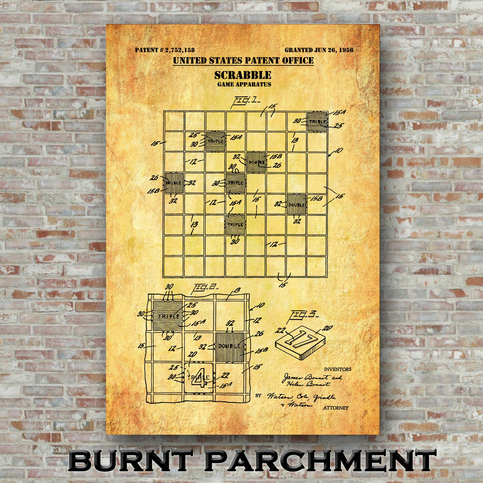 Scrabble Patent Print Scrabble Poster Game Room Decor Board | Etsy