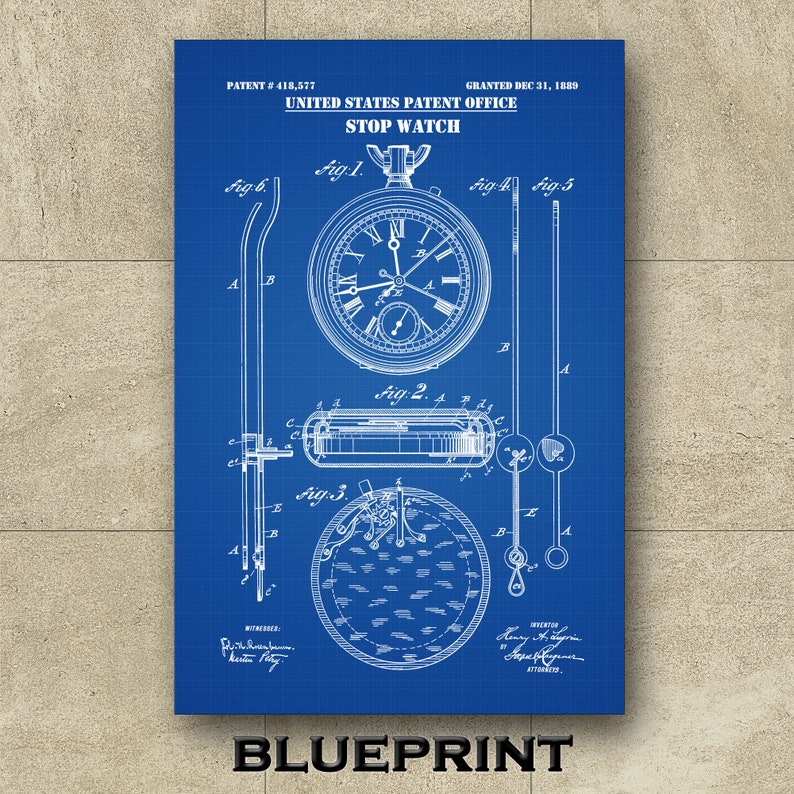 Stopwatch Patent Print Stopwatch Poster Pocket Watch Etsy
