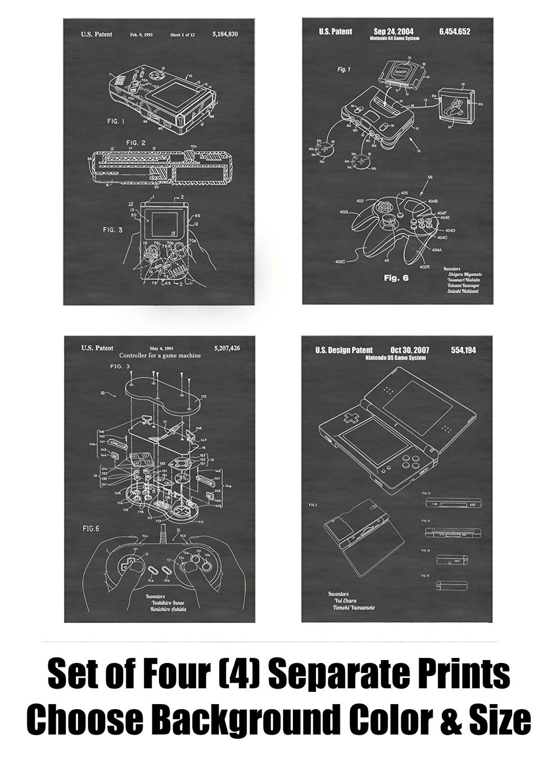 Nintendo Video Game Patent Print Set of 4 Nintendo Poster - Etsy