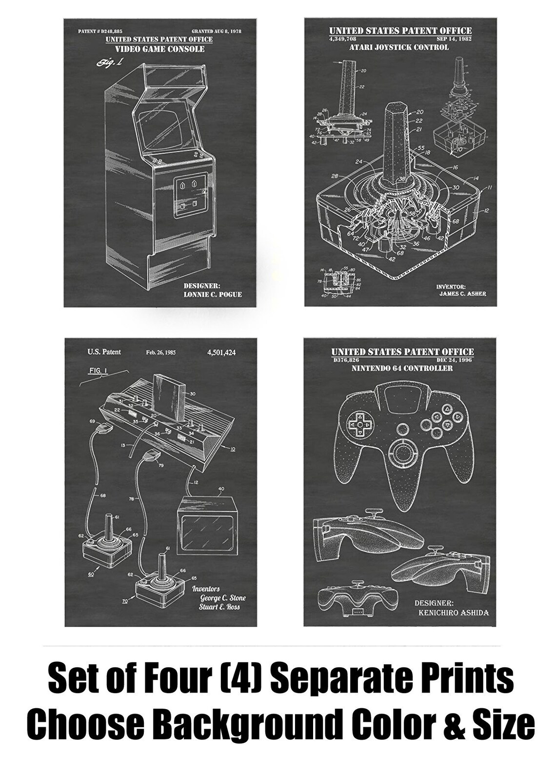Vintage Video Game Patent Print Set of 4 Video Game Poster - Etsy