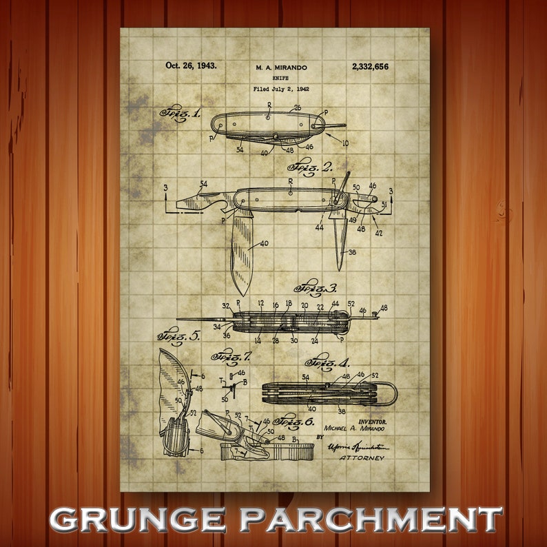 Pocket Knife Patent Print Pocket Knife Poster Folding Knife Etsy