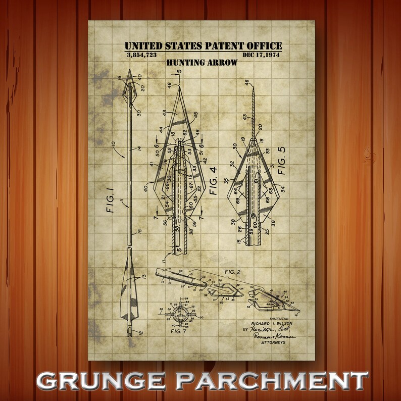 Hunting Arrow Patent Print Hunting Arrow Poster Archery | Etsy