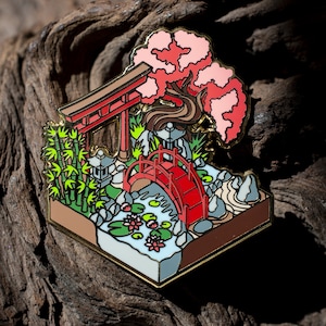 Enamel Pin - Isometric Japanese Zen Garden Hard Enamel Pin