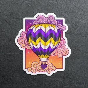 Vinyl Sticker - Non-Binary Pride Hot Air Balloon