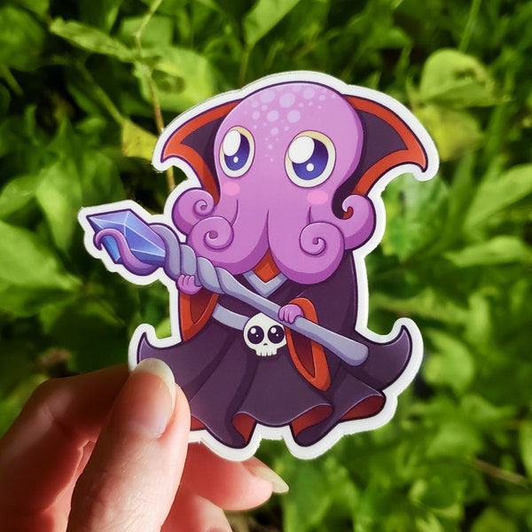 Vinyl Sticker - Chibi Cthulu Cultist / Mind Flayer Decal