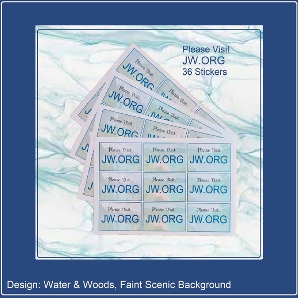 36 x Veuillez visiter JW.ORG - Stickers, avec arrière-plans scéniques délavés