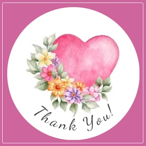 Merci ! Stickers - Beau coeur floral rose