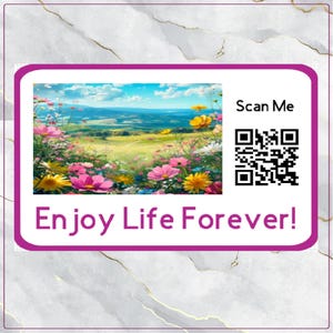36 x Profitez de la vie pour toujours ! Stickers, motif « paysage floral », avec code QR