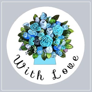 Stickers With Love - Beau bouquet de fleurs bleues