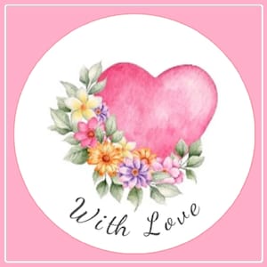 Adesivi With Love - Bellissimo cuore floreale rosa