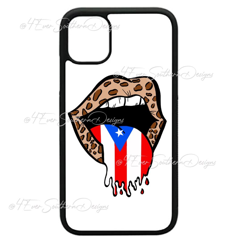 Tunga och läppar, Puertoricansk flagga, leopardtryck, digital fil, sublimeringsdesign, skjortöverföring, strykning, PNG-bild, direktnedladdning bild 6