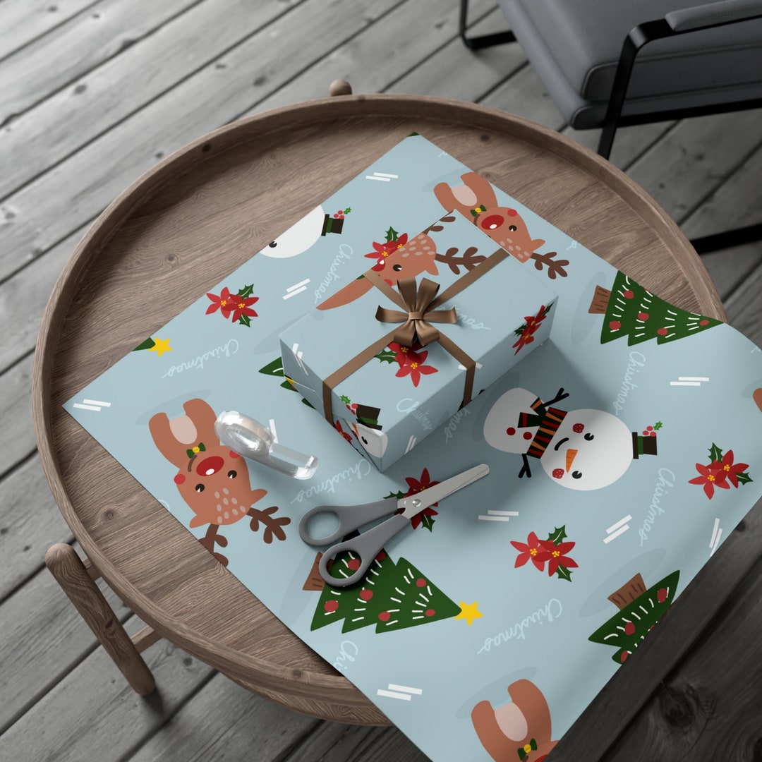 Christmas Wrapping Paper Christmas Tree Reindeer Gift Paper - Etsy