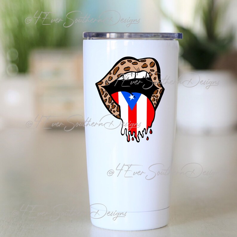Tunga och läppar, Puertoricansk flagga, leopardtryck, digital fil, sublimeringsdesign, skjortöverföring, strykning, PNG-bild, direktnedladdning bild 4