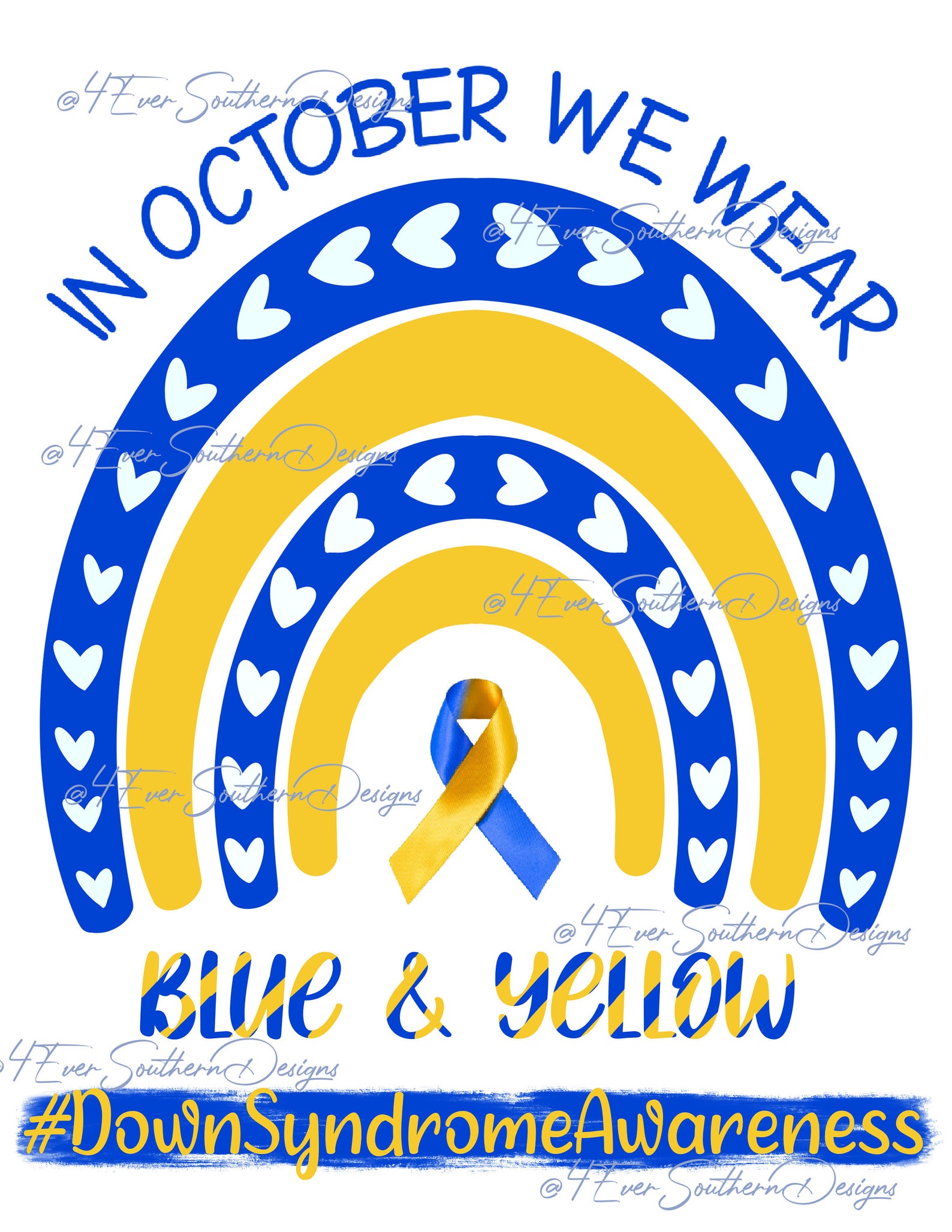 In October We Wear Blue & Yellow Down Syndrome Awareness | Etsy