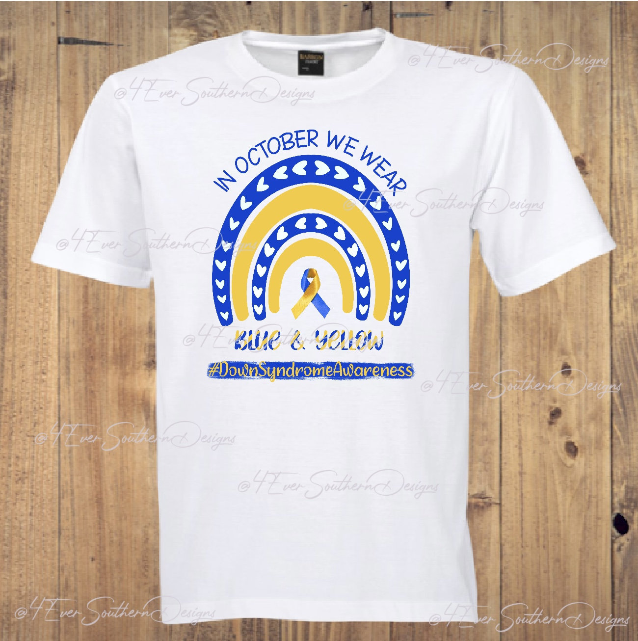 In October We Wear Blue & Yellow, Down Syndrome Awareness, Sublimation ...