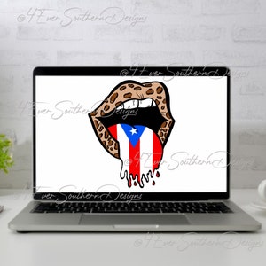 Tunga och läppar, Puertoricansk flagga, leopardtryck, digital fil, sublimeringsdesign, skjortöverföring, strykning, PNG-bild, direktnedladdning bild 7