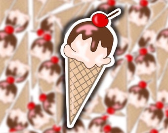 Ice Cream Cone Sticker, Die Cut, Not Waterproof