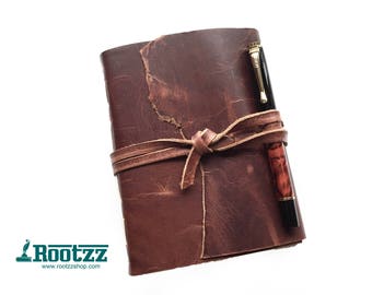 Leather vintage journal - leahter journal - travelers notebook - journal - leather book
