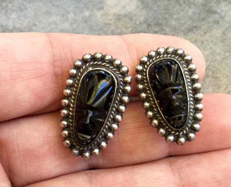 antique onyx earrings