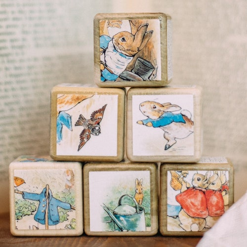 6 RARE Vintage Peter Rabbit Wooden Blocks Etsy UK
