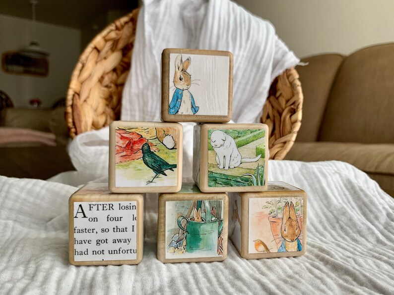 6 RARE Vintage Peter Rabbit Wooden Blocks Etsy