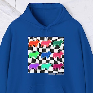 Pig Neon Stock Show Hoodie Livestock Show Hog FFA 4-H Hooded Sweatshirt