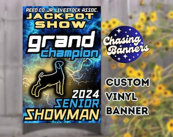 Livestock Show Vinyl Custom Banner Stock Award Prize Cattle Sheep Lamb Goat Hog Pig Chicken Rabbit Dairy Horse