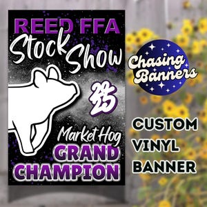 Livestock Show Vinyl Custom Banner Stock Show Award Stall Sign Prize Cattle Sheep Lamb Goat Hog Chicken Rabbit Dairy Horse