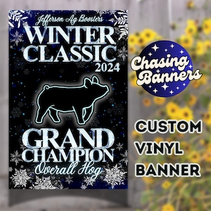 Livestock Show Vinyl Custom Banner Stock Show Award Stall Sign Prize Cattle Sheep Lamb Goat Hog Chicken Rabbit Dairy Horse