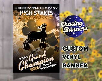 Custom Vinyl Design Stock Show Banner | Steer, Heifer, Goat, Lamb, Pig, Sheep, Hog Livestock Show Poster Award Ribbon