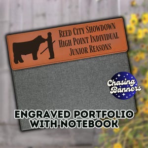 Engraved Portfolio Notebook Cover Livestock Judging Show Award Winner Champion 4H Stock Cattle Sheep Goat Pig Hog Dairy Horse High Point