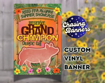 Custom Vinyl Design Stock Show Banner | Steer, Heifer, Goat, Lamb, Pig, Sheep, Hog Livestock Show Poster Award Ribbon