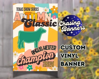 Custom Vinyl Design Stock Show Banner | Steer, Heifer, Goat, Lamb, Pig, Sheep, Hog Livestock Show Poster Award Ribbon