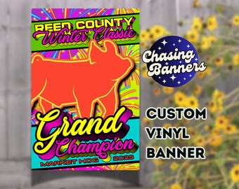 Livestock Show Vinyl Custom Banner Stock Show Award Stall Sign Prize Cattle Sheep Lamb Goat Hog Chicken Rabbit Dairy Horse