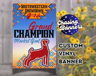 Custom Vinyl Design Stock Show Banner | Steer, Heifer, Goat, Lamb, Pig, Sheep, Hog Livestock Show Poster Award Ribbon
