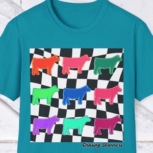 Steer Neon Stock Show T Shirt Livestock Show Cattle Cow Calf FFA 4-H Tee