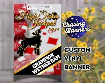 Custom Vinyl Design Stock Show Banner | Steer, Heifer, Goat, Lamb, Pig, Sheep, Hog Livestock Show Poster Award Ribbon