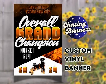 Custom Vinyl Design Stock Show Banner | Steer, Heifer, Goat, Lamb, Pig, Sheep, Hog Livestock Show Poster Award Ribbon
