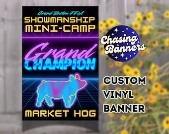 Custom Vinyl Design Stock Show Banner | Stall Sign Livestock Poster Award Sign Jackpot Fair Cattle Goat Pig Sheep Chicken Rabbit