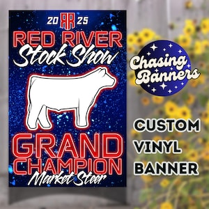 Livestock Show Vinyl Custom Banner Stock Show Award Stall Sign Prize Cattle Sheep Lamb Goat Hog Chicken Rabbit Dairy Horse