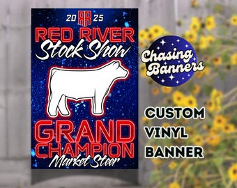 Livestock Show Vinyl Custom Banner Stock Show Award Stall Sign Prize Cattle Sheep Lamb Goat Hog Chicken Rabbit Dairy Horse