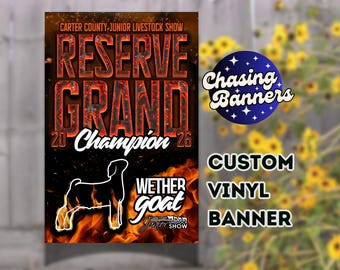 Custom Vinyl Design Stock Show Banner | Steer, Heifer, Goat, Lamb, Pig, Sheep, Hog Livestock Show Poster Award