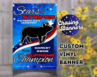 Custom Vinyl Design Stock Show Banner | Steer, Heifer, Goat, Lamb, Pig, Sheep, Hog Livestock Show Poster Award Ribbon