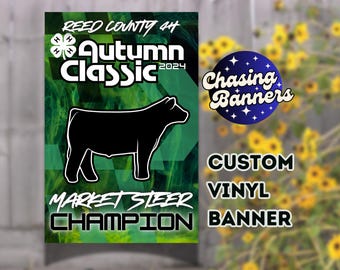 Custom Vinyl Design Stock Show Banner | Stall Pen Sign Steer Heifer Goat Lamb Pig Sheep Hog Livestock Show Poster Award Ribbon