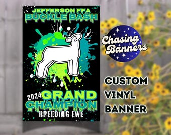 Livestock Show Vinyl Custom Banner Stock Show Award Stall Sign Prize Cattle Sheep Lamb Goat Hog Chicken Rabbit Dairy Horse