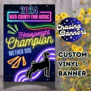 Custom Vinyl Design Stock Show Banner Stall Pen Sign Livestock Show Poster Award Ribbon