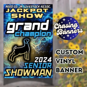 Livestock Show Vinyl Custom Banner Grand Champion Championship Stock Show Holiday Award Stall Sign Prize