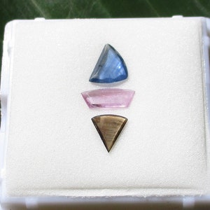Sapphire Fancy Cabochon Set. Thai Blue, Vietnam Pink, Thai Golden / Black 1.63 Carat