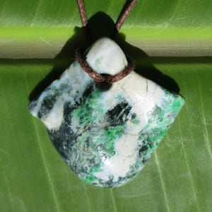 Old Maw Sit Sit Jade; Rustic Carved Nugget; Drilled & Polished Amulet. 46 Carats