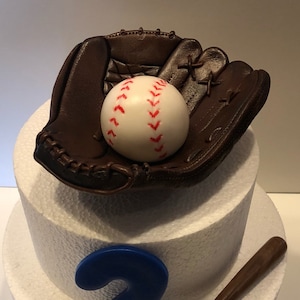 Baseball glove and decorations cake topper set